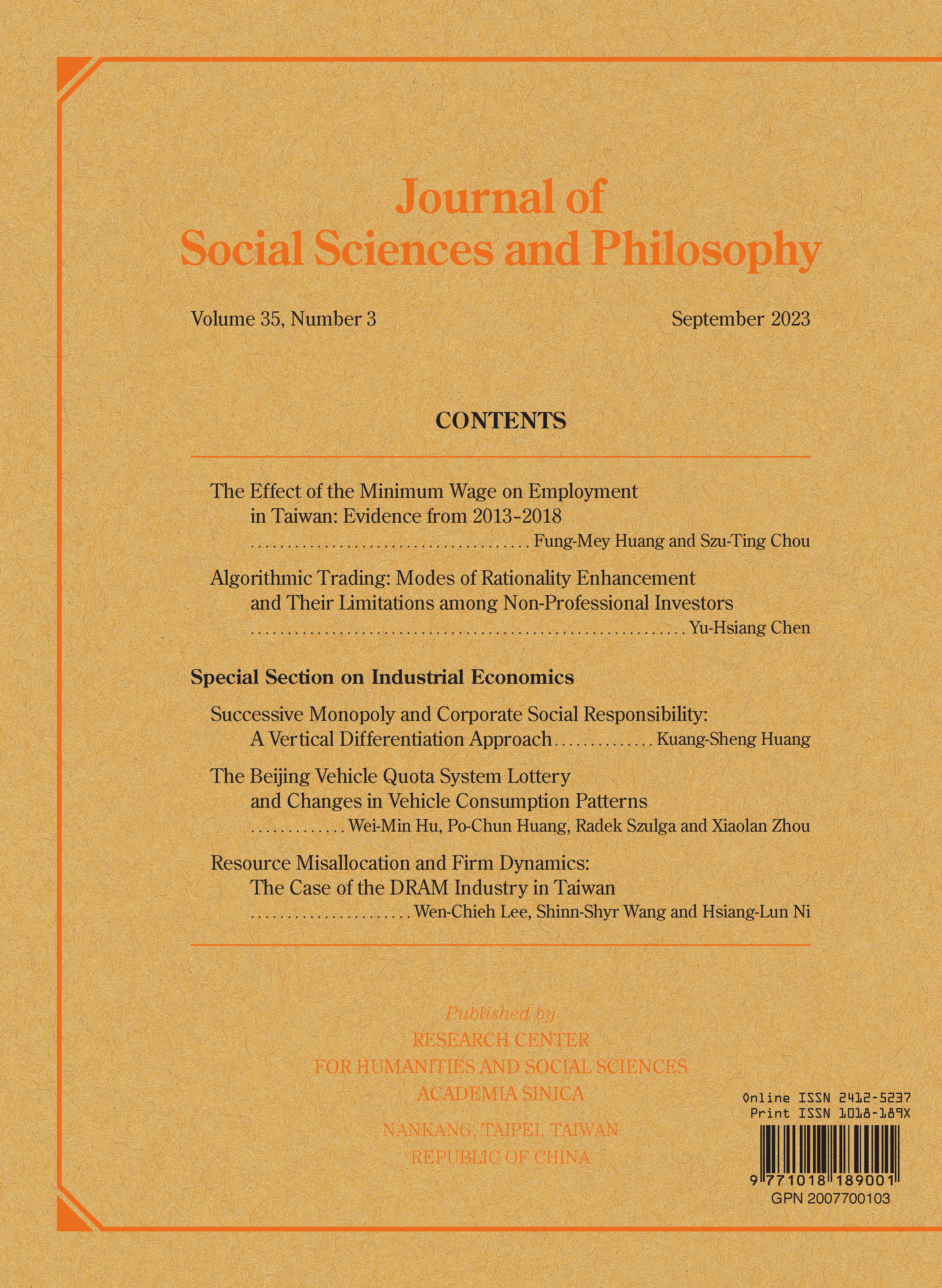 Journal of Social Sciences and Philosophy (Vol. 35, No. 3)